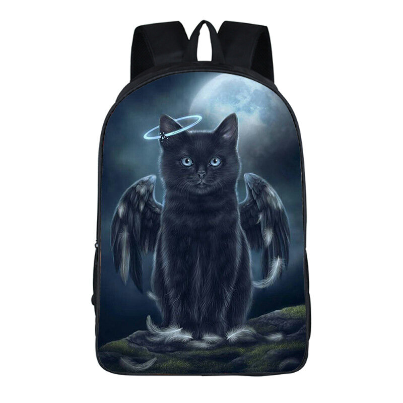 Sac à dos imprimé chat de style gothique de dessin animé pour hommes et femmes, sacs à dos de voyage confortables et décontractés, sacs de rangement pour adolescents garçons et filles, sacs d'école