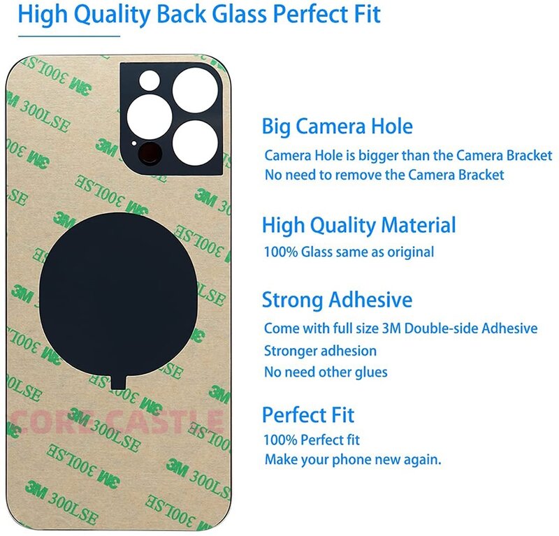 لهاتف iPhone 11 Pro غطاء بطارية من الزجاج الخلفي قطع غيار أصلية OEM كاميرا بفتحة كبيرة غطاء باب خلفي + شريط 3 متر + شعار شحن سريع ومجاني ومجرب 100%