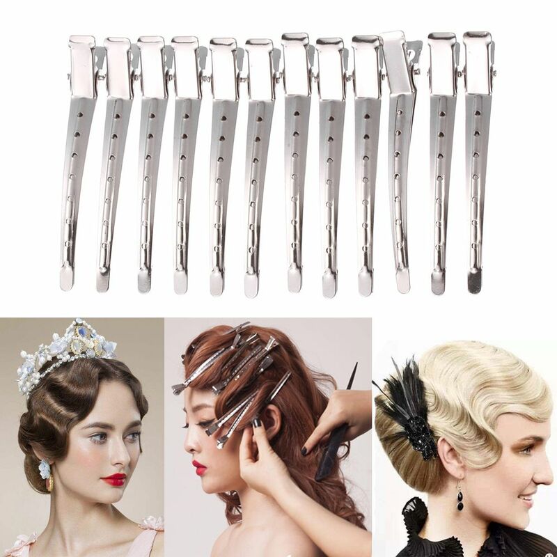 12PCS Professional Hairdressing Tools Sectioning Clamp Styling Duck Mouth Hair Clip Wavy curls Fixed hair clip