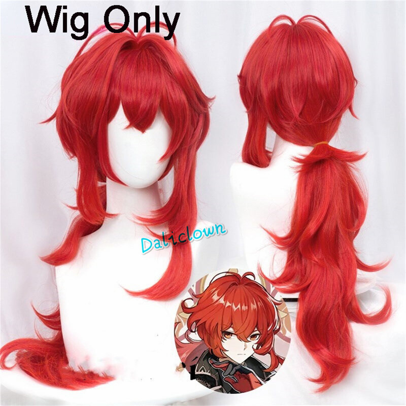 GenshinImpact Diluc Cosplay Costume Uniform Shoes Wig Anime Diluk Ragnvindr Cosplay Halloween Costume For Men Game