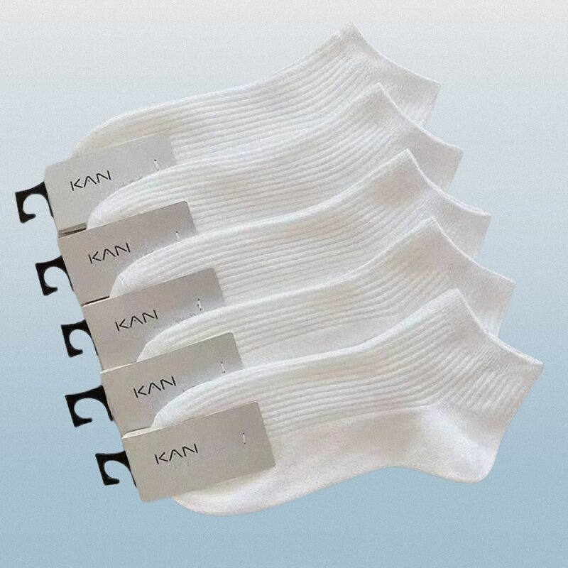 Calcetines tobilleros de algodón para mujer, medias invisibles de alta calidad, absorbentes del sudor, de tubo bajo, 36-42, 5 pares por paquete, 100% algodón
