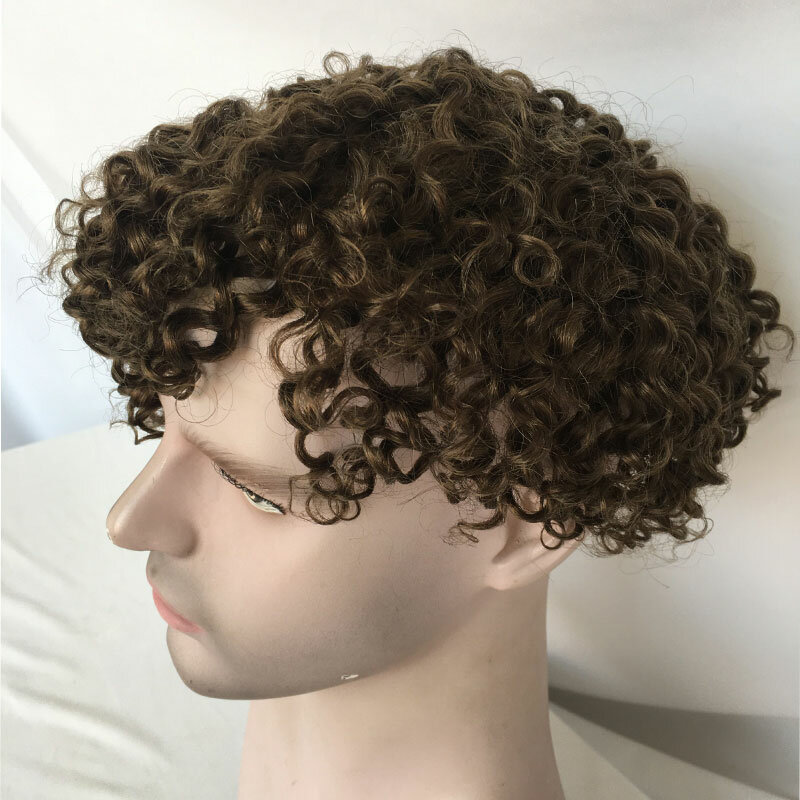Мужские Полные кружевные искусственные волосы для мужчин, 8x10 дюймов, полные искусственные человеческие волосы, мужские парики, коричневые, 4 #