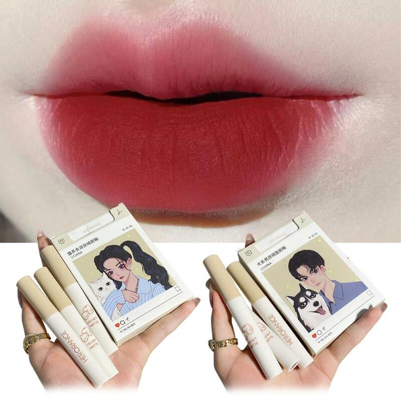 5PCS/set Lip Glaze Set Painting Series Cigarette Case Matte Non-stick Set Cosmetics Gift Lip Makeup Cup Lipstick N5M4