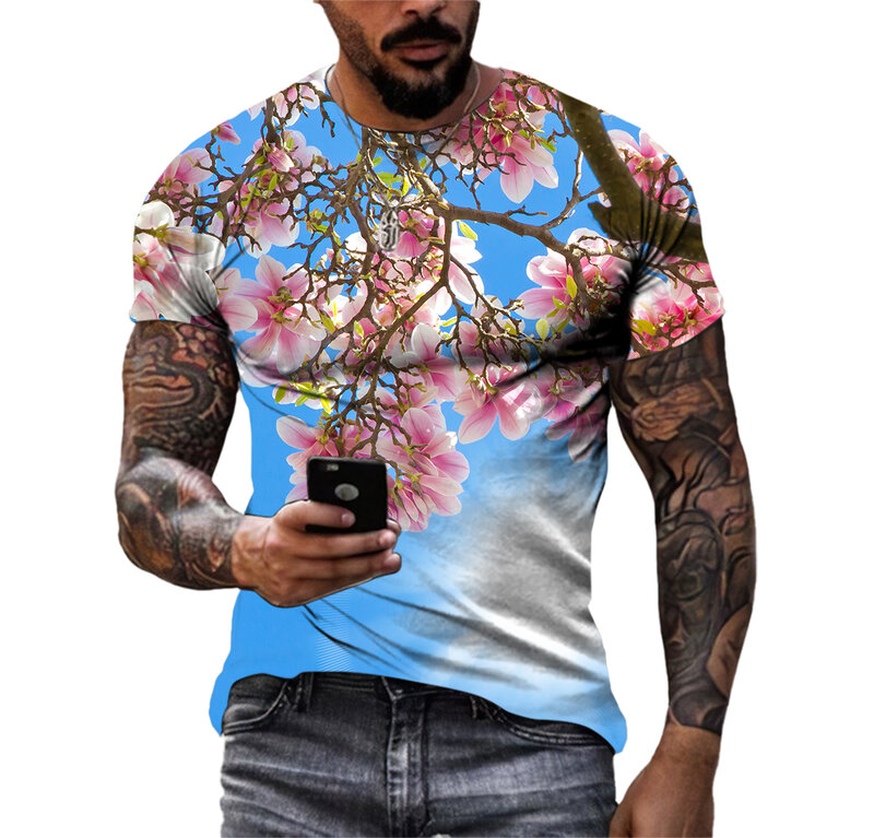 Bellissimo paesaggio paesaggio naturale t-shirt Casual da uomo HD 3D Print Tee Hip Hop Harajuku personalità girocollo manica corta Top