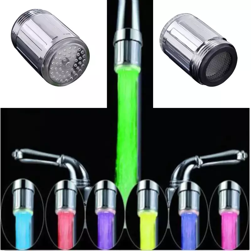 Grifo de agua con luz LED, accesorio brillante para ducha, cocina, baño, RGB, multicolor, azul