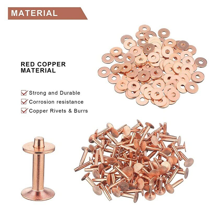 100 Sets Copper Rivets And Burrs Washers Leather Copper Rivet Fastener For Collars Leather DIY Craft Supplies