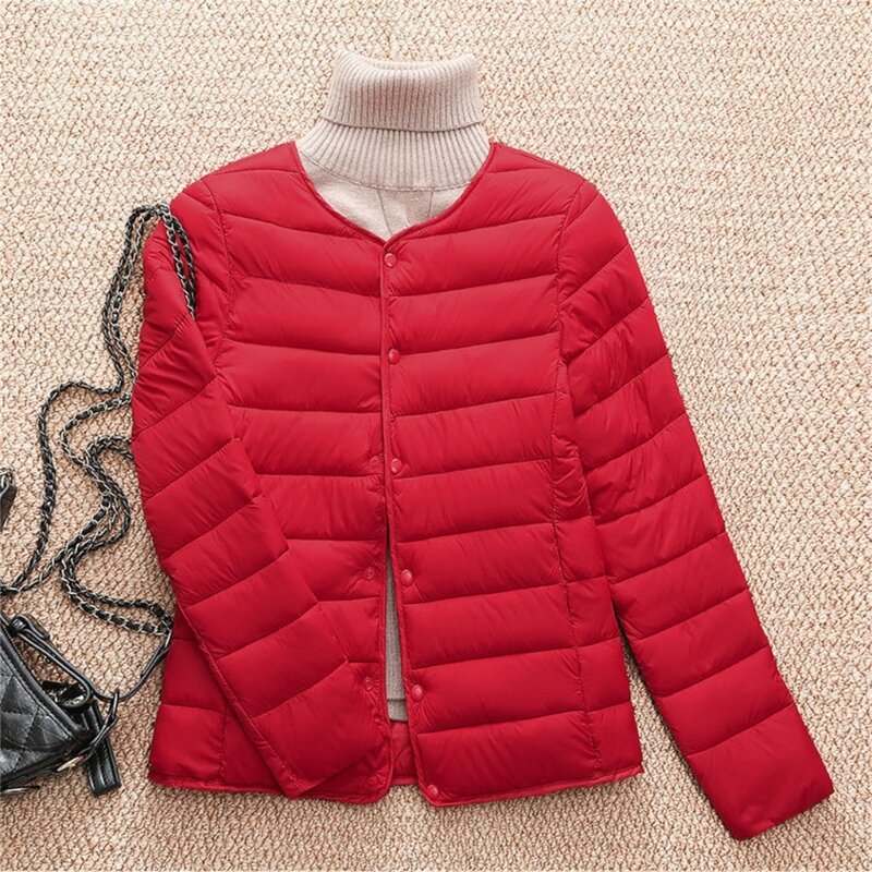 Womens Short Puffer Jackets Lightweight Fit Padded Jackets Winter Fall Button Up Warm Quilted Bubble Coat Outerwear 066C