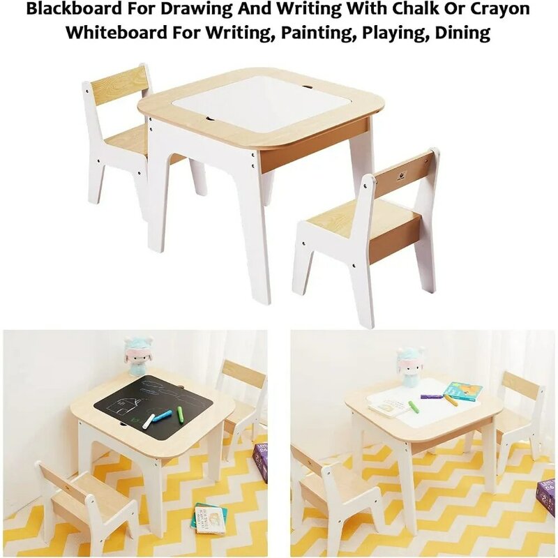Ideal for Children's Learning Kids Table and Chair Set White Activity Table