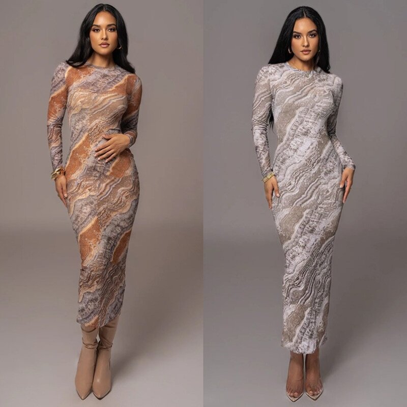 Camo Prom Dress 2 Pieces Strap Skirt+Full Sleeves Printed Party Gown Long Maxi Hot Girl Daily Streetwear Fashion Autumn  Robes