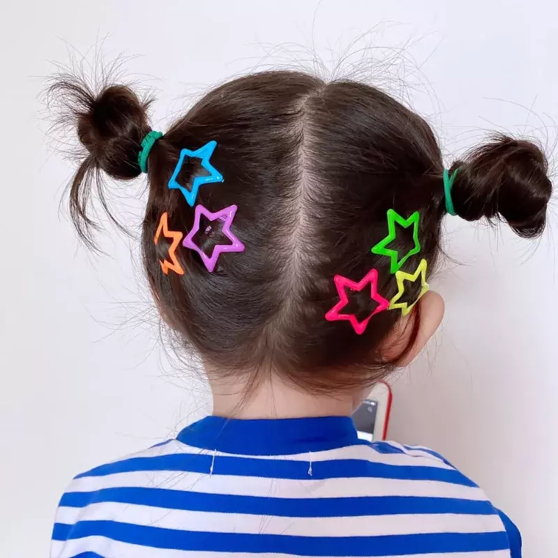 2/20PCS Y2K BB Star Hairclips Girls Colorful Cute Star Barrettes Women Simple Metal Snap Clip Headdress Hair Jewelry Accessories