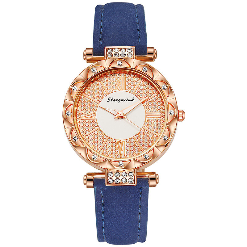 럭셔리 패션 여성 가죽 스트랩 쿼츠 시계, 심플 손목 시계