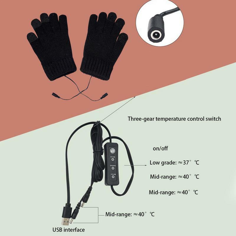 Heated Gloves Winter Thermal Warm Gloves With Built In Heating Sheet USB Powered Soft Durable Winter Work Gloves For Men Women
