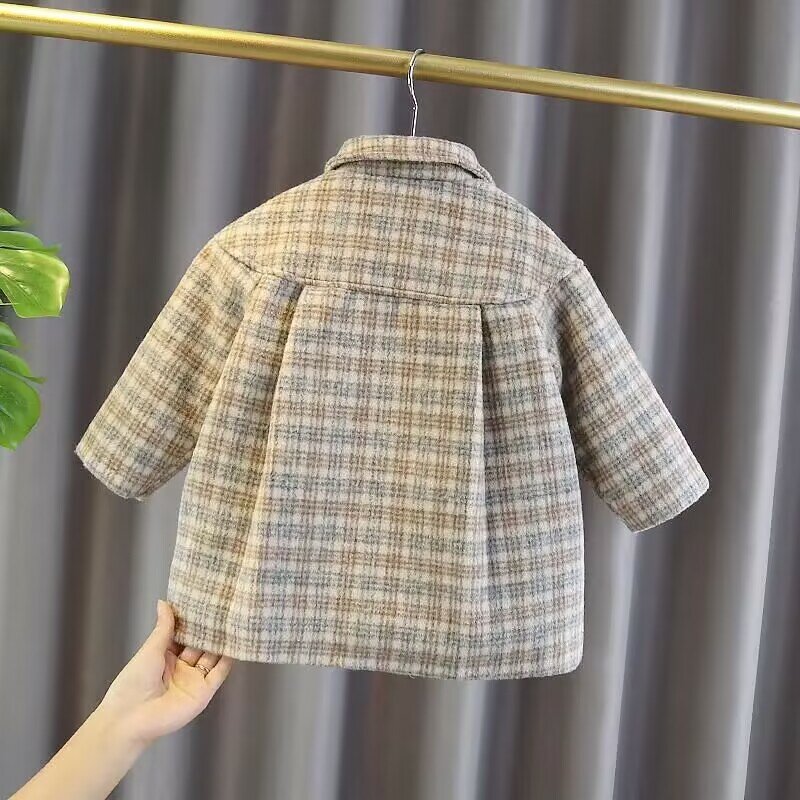 Dziewczęcy płaszcz wiatrówka 2023 jesień/zima New Baby obcokrajowiec koreańskie wydanie wełniany płaszcz pogrubiony wełniany płaszcz dziecięcy