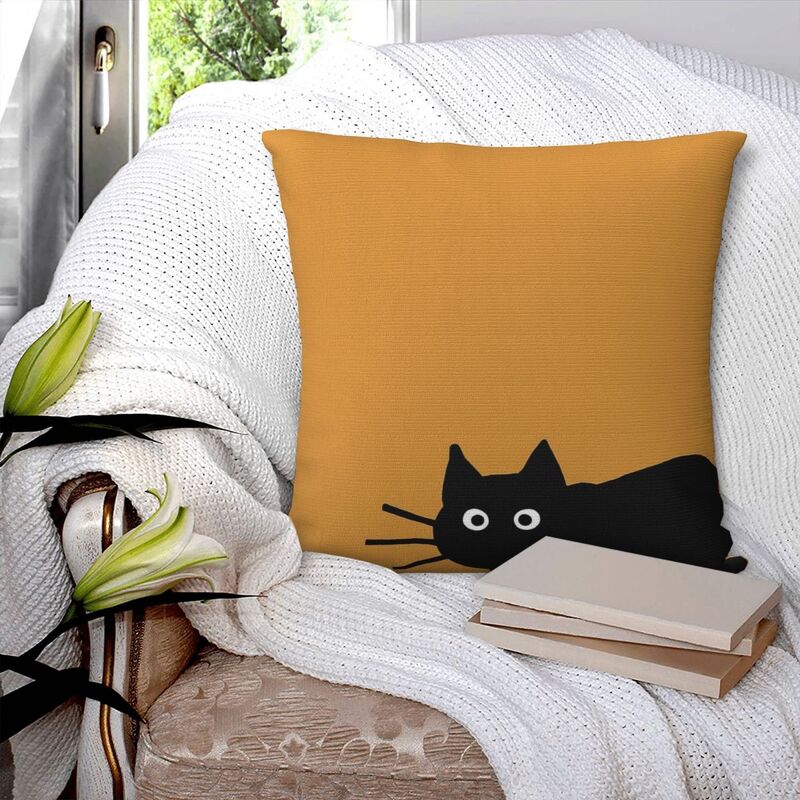 Black Cats Square Pillowcase Pillow Cover Polyester Cushion Zip Decorative Comfort Throw Pillow for Home Living Room