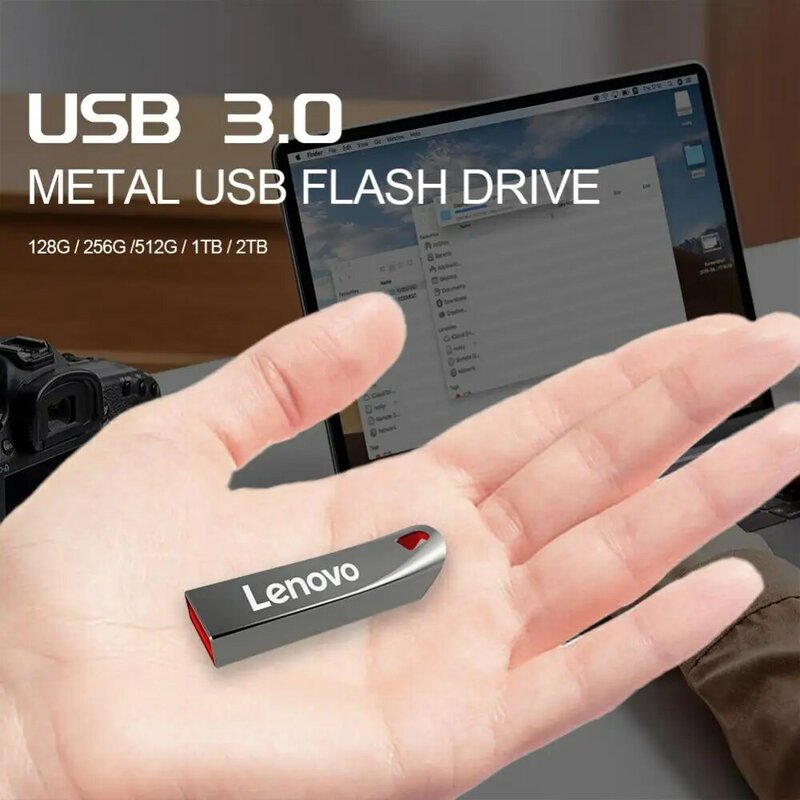 Lenovo-USB Flash Drive para Laptop, 2TB de Memória, 1TB, 512GB, 256GB, 128GB, U Stick, Alta Velocidade, Cartão de Memória Flash, 2 em 1, Caneta OTG