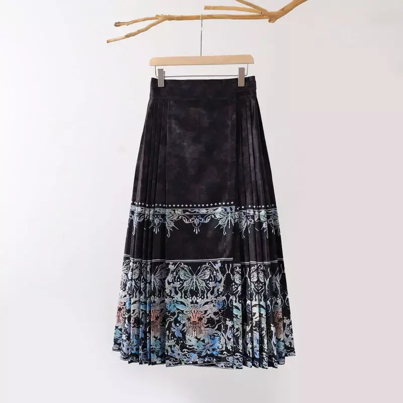 Summer 2023 Retro Chinese Style Tang Suit Han Suit Han Element Lace Up Slim Horse Face Skirt