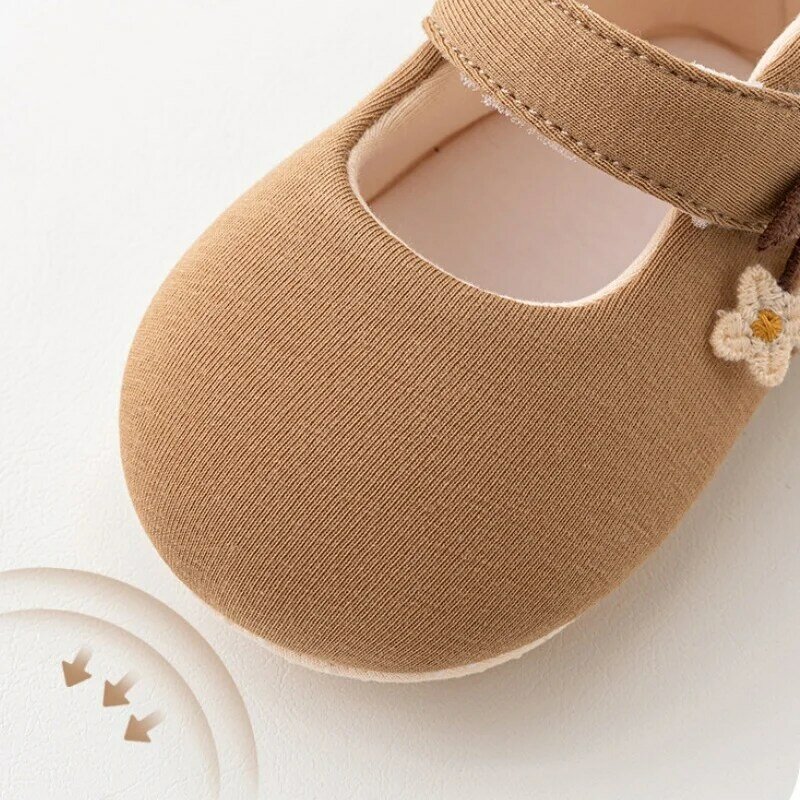 أحذية مشي داخلية للأطفال ، أحذية قطنية لحديثي الولادة ، لون نقي ، زهرة مطرزة ، ربيع ، صيف ، جديد ،