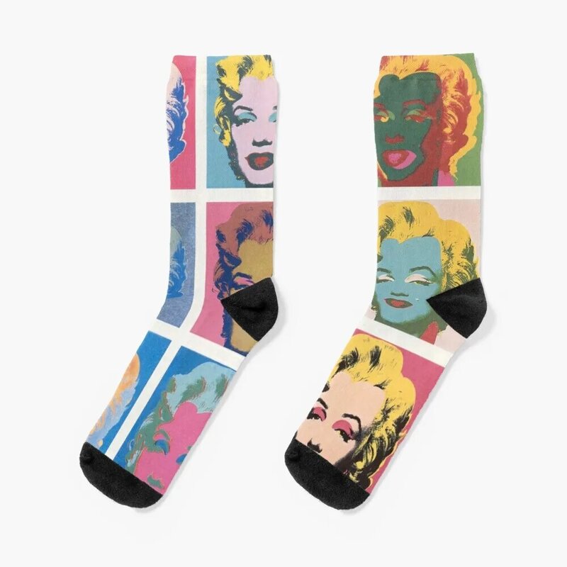 Warhol-Chaussettes de sport et de loisirs pour hommes, Chaussettes Hip Hop pour filles, Marilyn Monroe Screenprhonneur, Kawaii