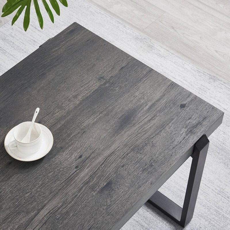 Stolik kawowy, rustykalny stół środkowy z drewna i metalu, nowoczesny stół koktajlowy do salonu, Grey