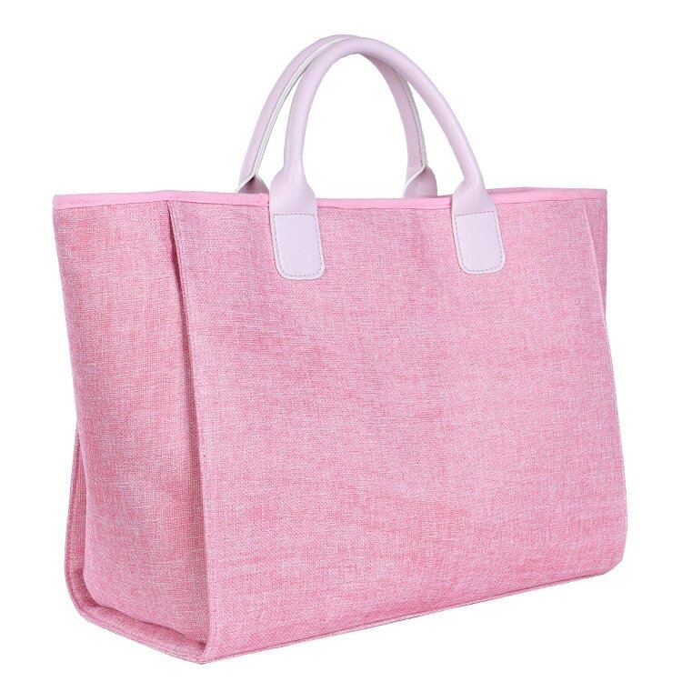 Bolsa grande feminina de cor doce, bolsa de ombro, bolsa de lona casual, bolsa de praia de verão simples, bolsa de compras, moda