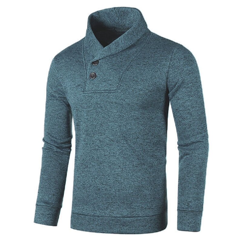 Sweater lengan panjang pria, Turtleneck Pria, atasan pasang merek longgar lengan panjang, beludru tipis dasar kerah kerah Lapel rajut