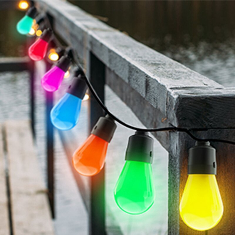 Guirxiété lumineuse d'ampoule boule multicolore Bluetooth, lampe à ULcheval, décor de jardin, lumière ambiante ABS avec prise US