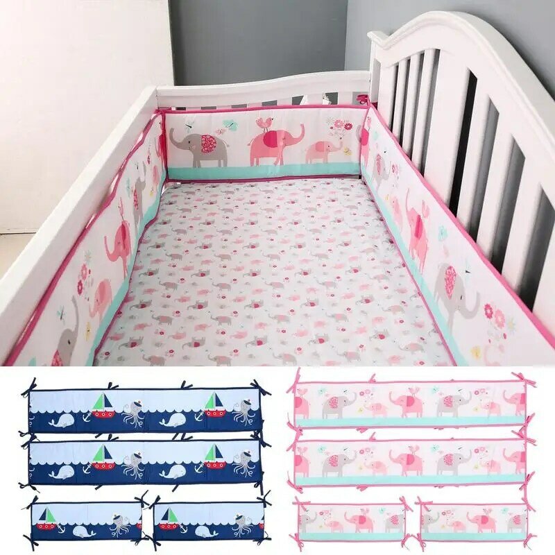 Бамперы для детской кроватки 4 шт., подушки для детской кроватки с ремешком, направляющие для безопасности, для малышей