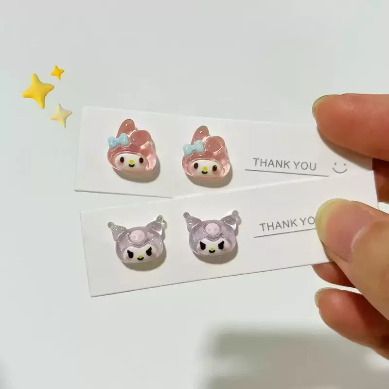 Sanrio Hello Kitty accessori gioielli argento ago cerchio orecchini a bottone Anime Cinnamoroll Melody Kuromi Loop orecchini per le donne regalo