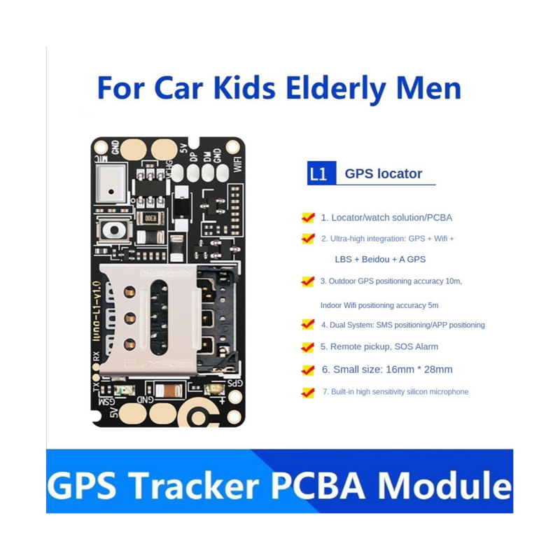 Módulo PCBA rastreador GPS, dispositivo localizador de seguimiento en tiempo Real para coche, niños, ancianos, hombres, rastreador de grabación antipérdida