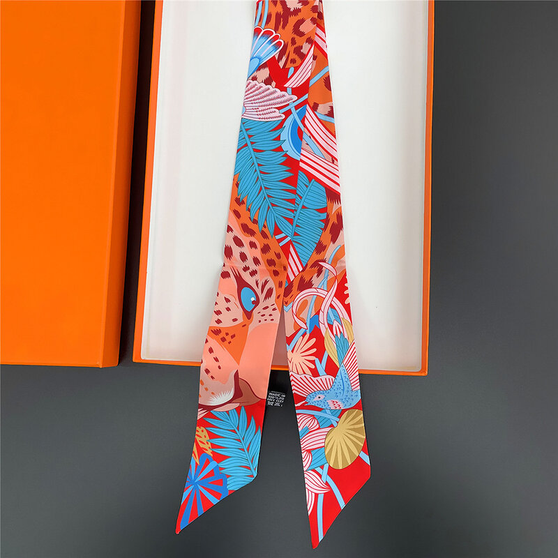 2024 New Ribbons Small Long Silk Scarf Women Luxury Women's Bags Accessories Tie Foulard Headsacrf