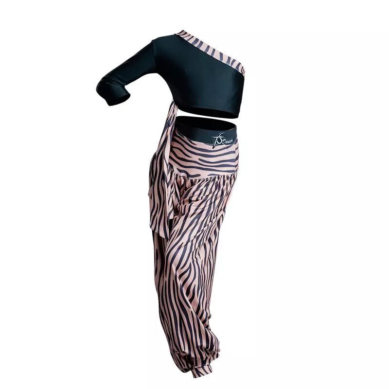 Zebra-パターンlatinダンスパンツ,ショルダーストラップ付きダンスパンツ,女の子向けのパフォーマンス服