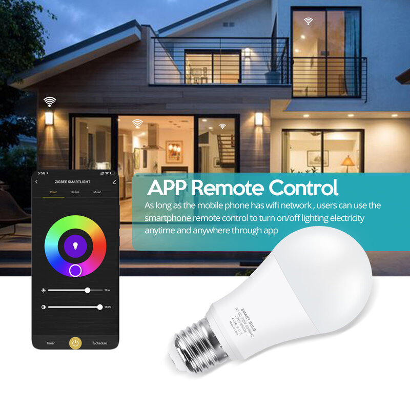 Zigbee-lâmpada led inteligente e27 e14 gu10, tuya, rgb + ww + cw, controle de voz, alexa, google home, smarthings