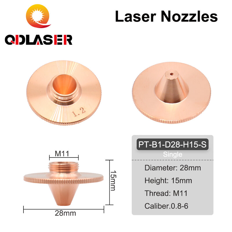 QDLASER Precitec Bulge Laser Nozzles Single Layer Chrome-Plating Double Layers Caliber8-4.0 D28 H11 H15 M11 for WSX Cutting Head