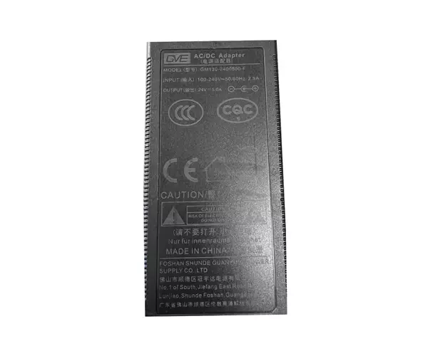 Adaptor daya GM130-2400500-F, 24V 5A, barel 5.5/2.5mm, IEC C14
