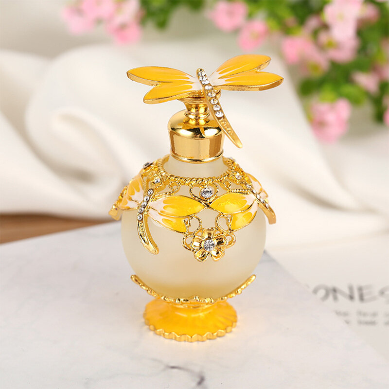 Botol parfum kaca dekoratif capung cantik, botol parfum kaca dekoratif ramah lingkungan aplikasi lebar mudah dibersihkan oranye