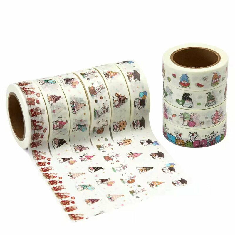 NEW 1PC 15mm x 10m Coffee Sunflower Graduation Gnomes with Eggs Easter Washi Tape Scrapbook Masking Adhesive Washi Tape