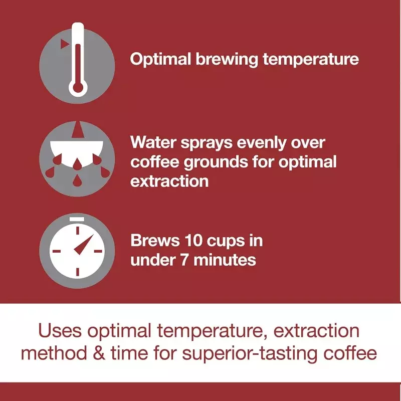 Programowalny system ekspresu do kawy WOLF GOURMET z 10-częściową karafką termiczną, wbudowaną skalą na mrożony, zdejmowanym zbiornikiem, czerwone pokrętło,
