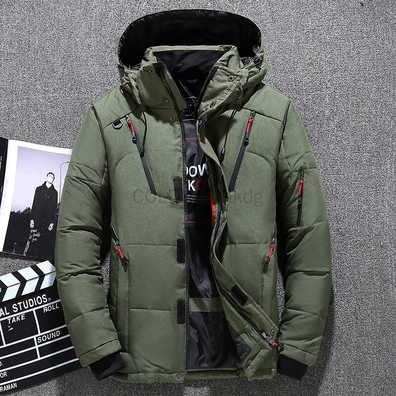 White Duck Down Jacket Men Warm Hooded Thick Puffer Jacket Coat Male Casual Overcoat Thermal Winter Parka Men