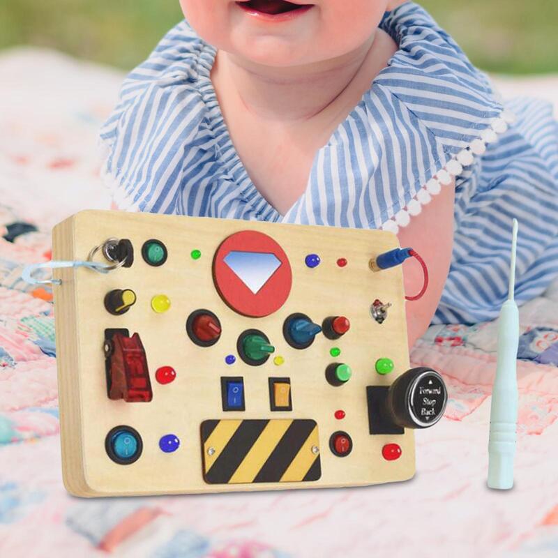 LED Switch Busy Board Toddlers Learning Cognitive Develop Basic Motor Skills Montessori Toy for Boys Kids Children Toddlers