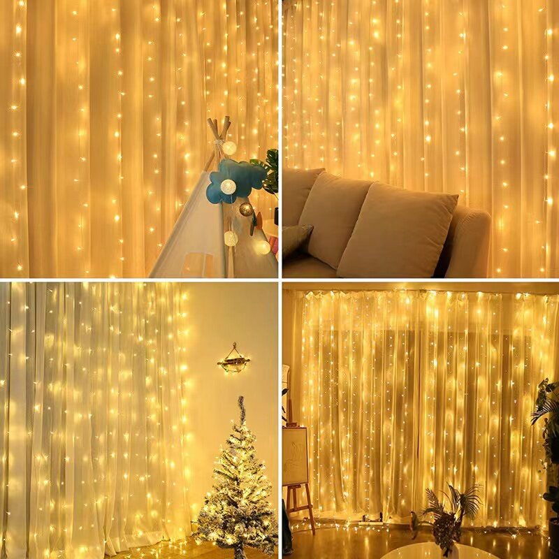 Guirnalda de cortina LED de 3M/4M/6M, luces de hadas con control remoto, guirnalda de Año Nuevo, decoración de Navidad, fiesta, decoración de boda