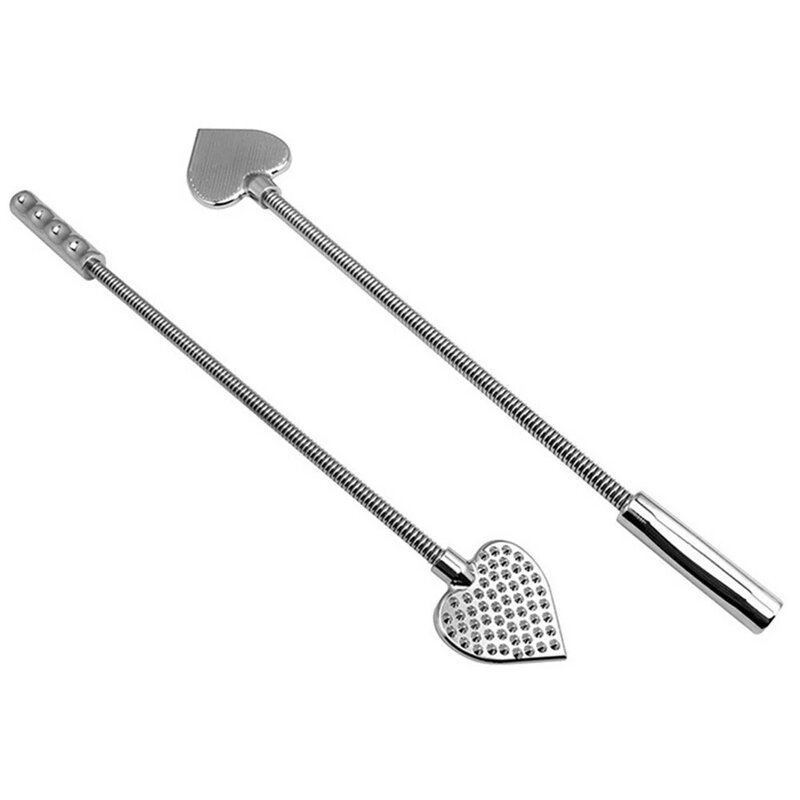Stainless Steel Paddle, Heart-Shaped Riding Crop Stainless Steel Horse whip，Bendable Spank Paddle
