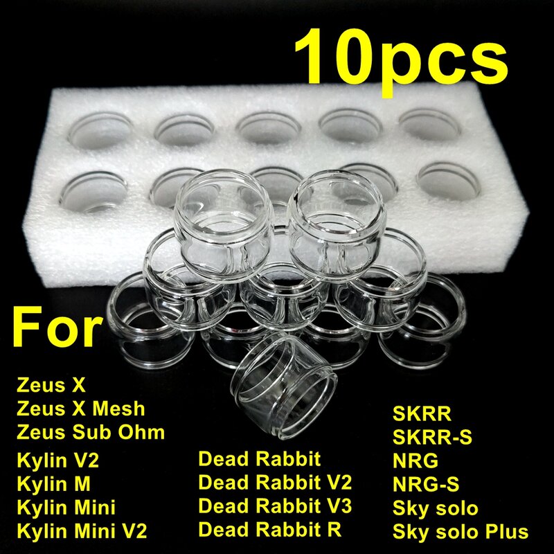 Zeus xメッシュ用ガラス管,subohm kylin mini v2 m,デッドウサギV2,v3,蒸気plus zシリーズ,nrg skrsの飾り,10個