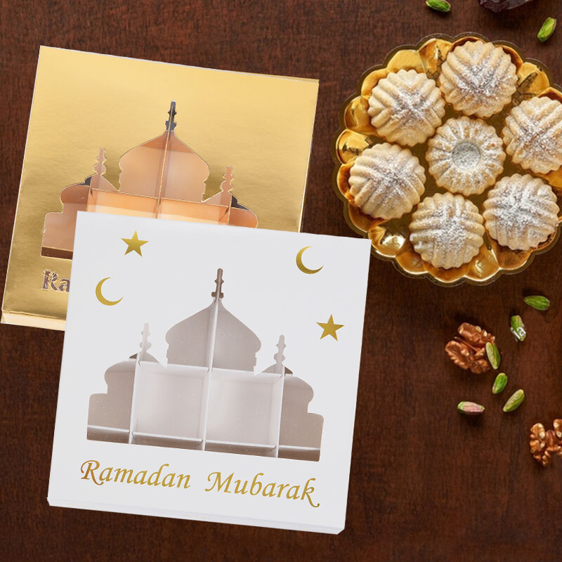 1-5Pcs Eid Mubarak Geschenk Box Süßigkeiten Kuchen Schokolade Verpackung Box Ramadan Kareem Hause Dekoration 2023 Islamischen Muslimischen partei Liefert