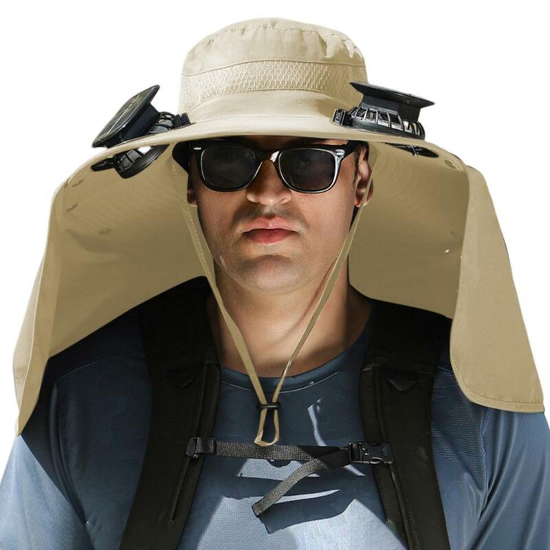 Kapelusz słoneczny z możliwością ładowania Kapelusz z wentylatorem słonecznym i ochroną przed promieniowaniem UV Podwójne wentylatory dla mężczyzn Składany kapelusz wędkarski z klapką na szyję do uprawiania turystyki pieszej
