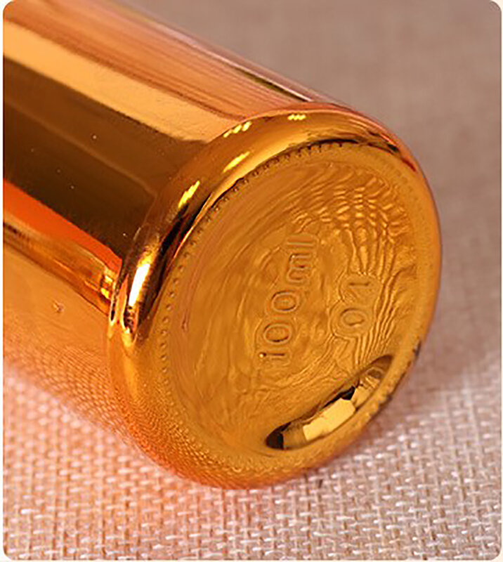 1pc 10-100ml plástico cabeça conta-gotas banhado a ouro óleo essencial sub-engarrafamento selado spray garrafa de amostra cosmética vazia