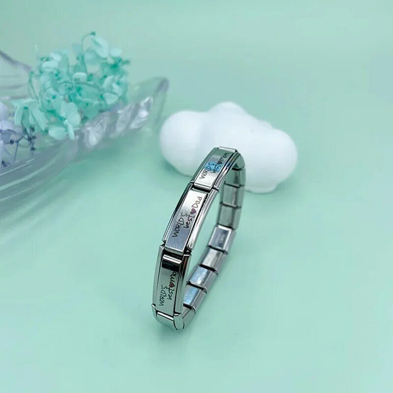 Hapiship Popular Wing Infinite Love Family Princess Heart Charm link Fit 9mm bracciale gioielli in acciaio inossidabile fai da te fare DJ098