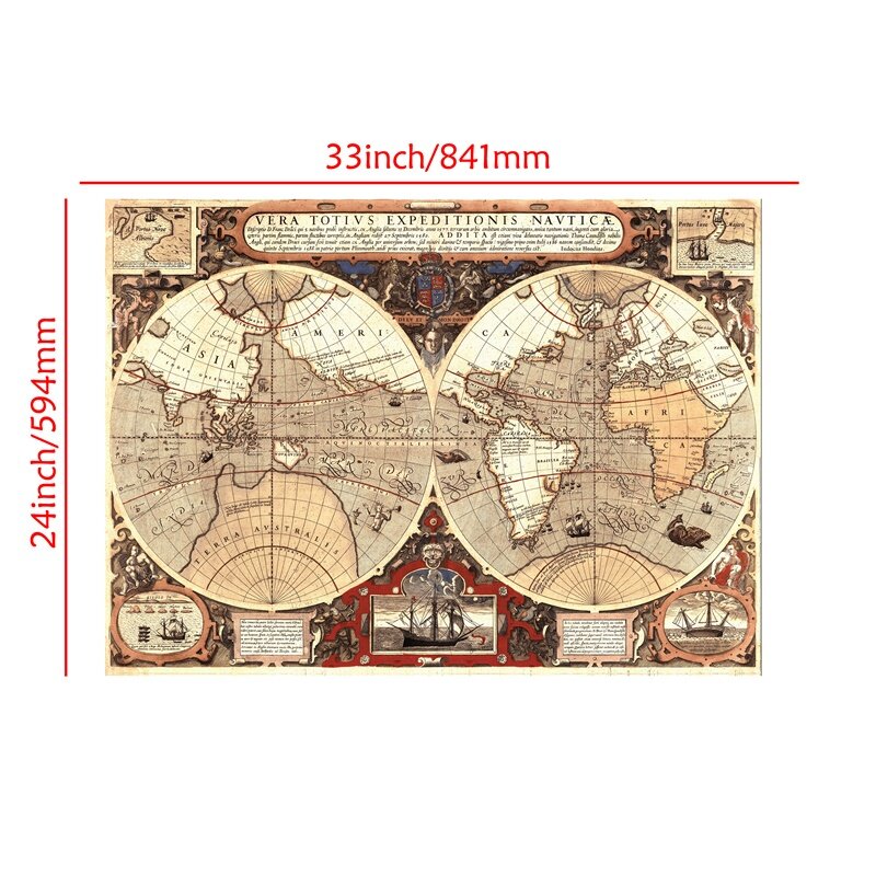 Mappa del mondo 84*59cm Poster d'arte Vintage stampe Decorative da parete pittura su tela Non tessuta soggiorno decorazione domestica
