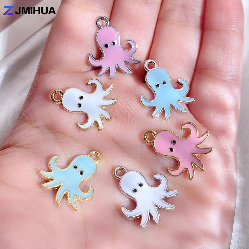 15Pcs Emaille Bedels Leuke Octopus Hangers Bedels Voor Sieraden Maken Levert Diy Handgemaakte Vrouwen Oorbellen Armbanden Accessoires