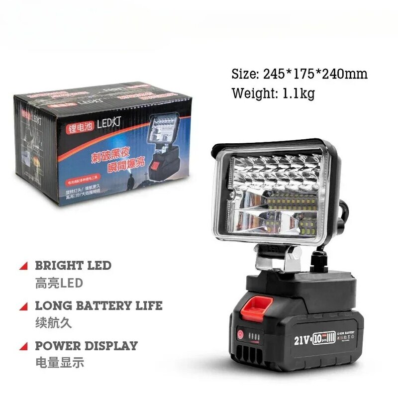 Led Light for Makita Battery 3/4In Portable Spotlights Cordless Outdoor Work Fishing Handheld Emergency Tool Light with USB