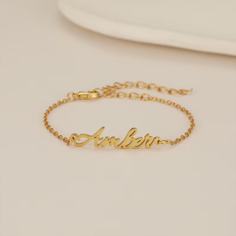 Bracelets personnalisés avec nom et lettre pour femme, bijoux en acier inoxydable, bracelet personnalisé pour bébé, cadeau non allergique, mode